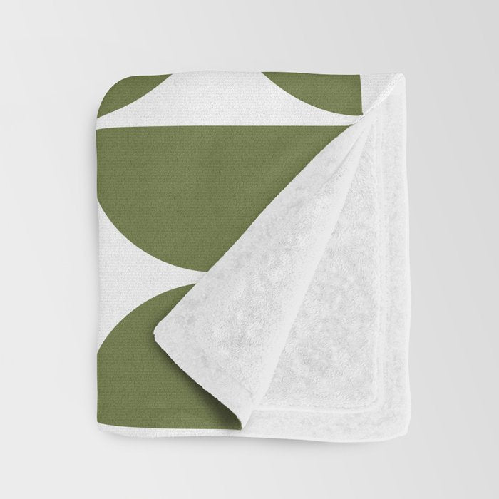 Mid Century Modern Geometric 04 Olive Green Throw Blanket Gallery Image 3