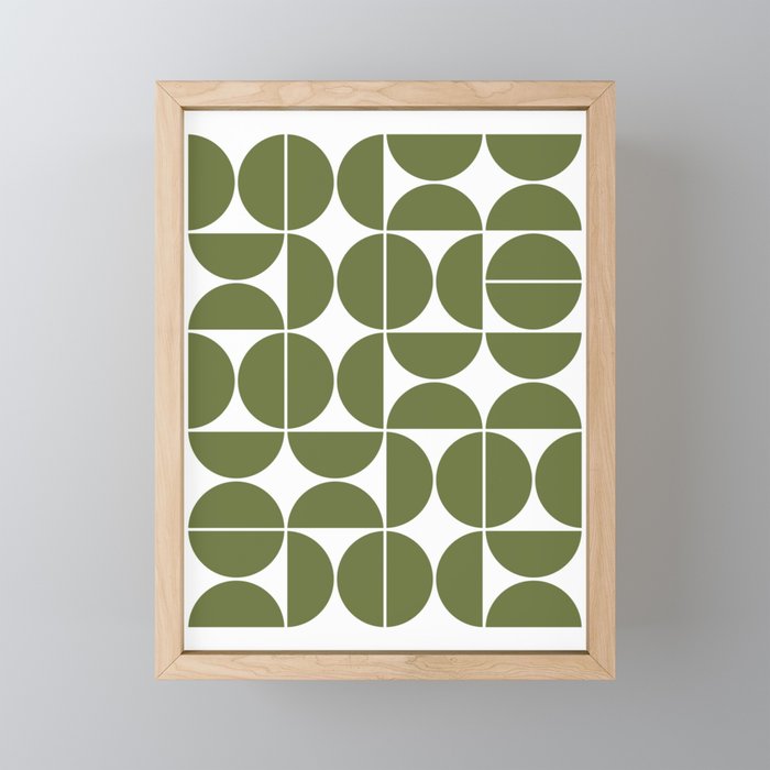 Mid Century Modern Geometric 04 Olive Green Mini Art Print Gallery Image 1