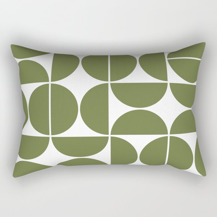 Mid Century Modern Geometric 04 Olive Green Rectangular Pillow Gallery Image 1