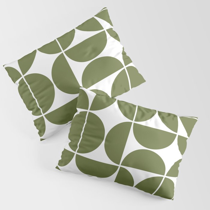 Mid Century Modern Geometric 04 Olive Green Pillow Sham Gallery Image 3
