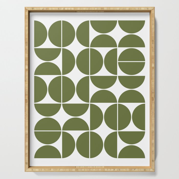 Mid Century Modern Geometric 04 Olive Green Serving Tray Gallery Image 1