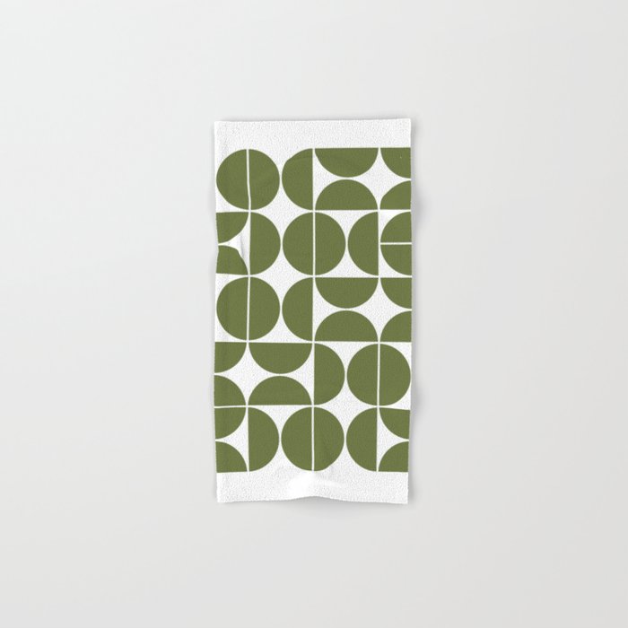 Mid Century Modern Geometric 04 Olive Green Bath Towel Gallery Image 1