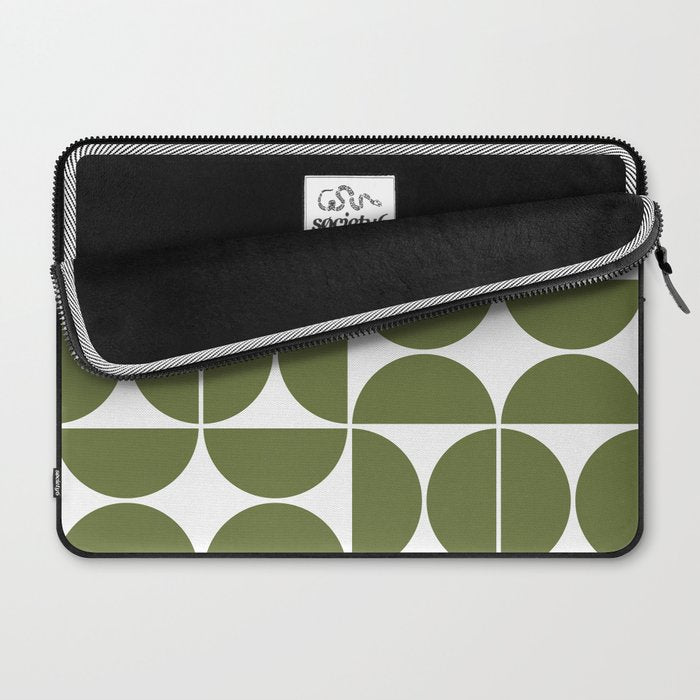 Mid Century Modern Geometric 04 Olive Green Laptop Sleeve Gallery Image 2