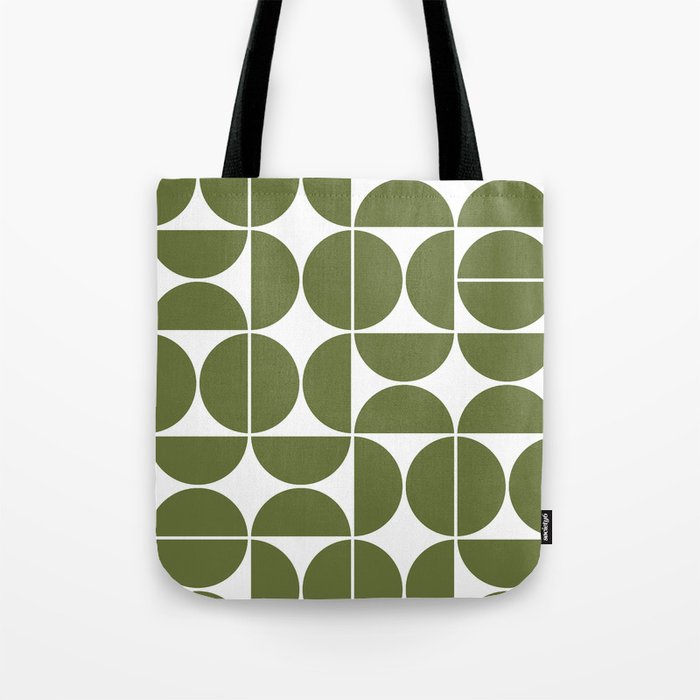 Mid Century Modern Geometric 04 Olive Green Tote Bag Gallery Image 1