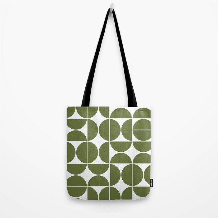 Mid Century Modern Geometric 04 Olive Green Tote Bag Gallery Image 2