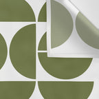 Mid Century Modern Geometric 04 Olive Green Wall Tapestry Gallery Image 3