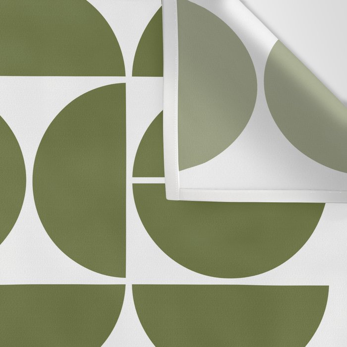 Mid Century Modern Geometric 04 Olive Green Wall Tapestry Gallery Image 3