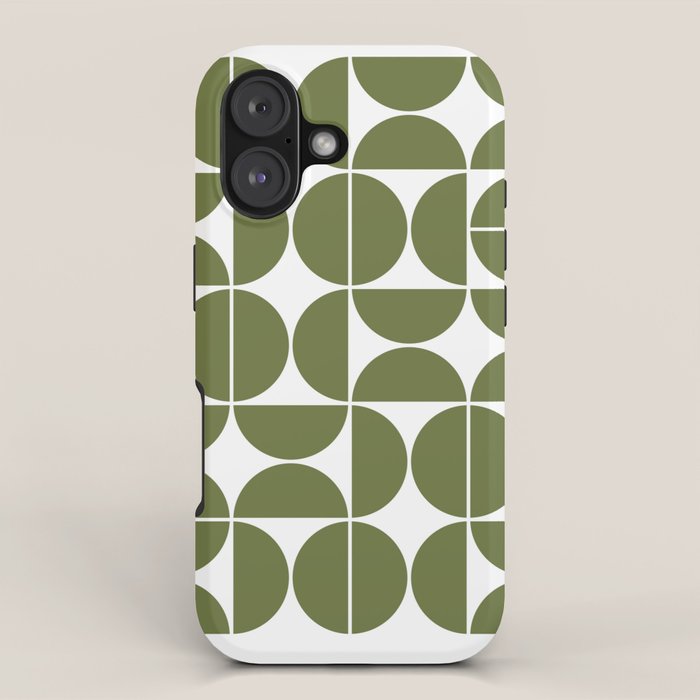 Mid Century Modern Geometric 04 Olive Green iPhone Case Gallery Image 1