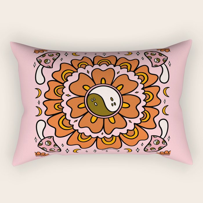 Spooky Yin Yang Flower Rectangular Pillow Gallery Image 2