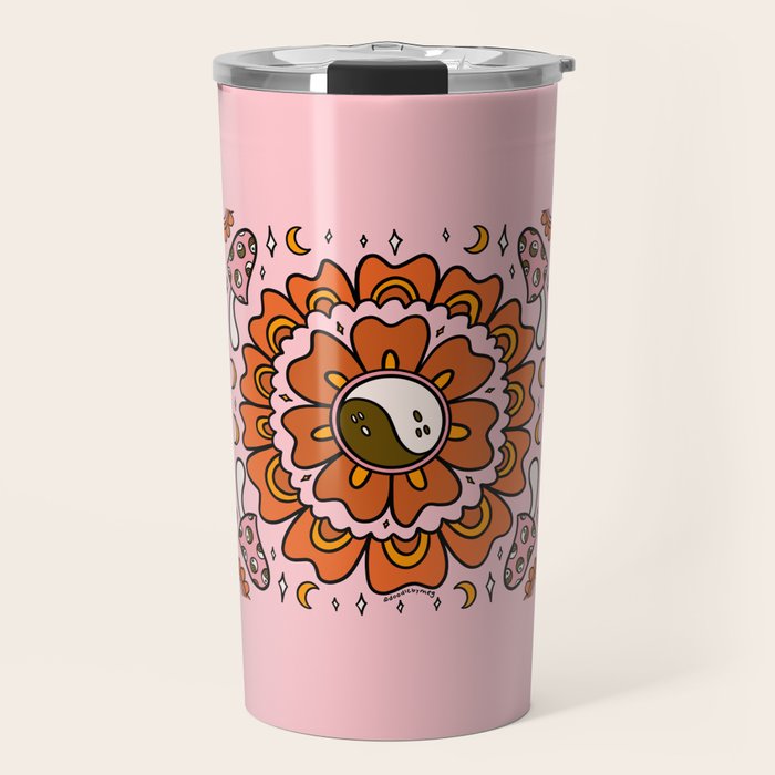 Spooky Yin Yang Flower Travel Mug Gallery Image 1