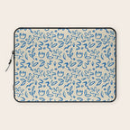 Organic Blue floral nature art doodle pattern Laptop Sleeve Gallery Image 1