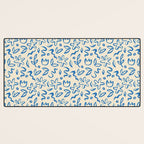 Organic Blue floral nature art doodle pattern Desk Mat Gallery Image 3