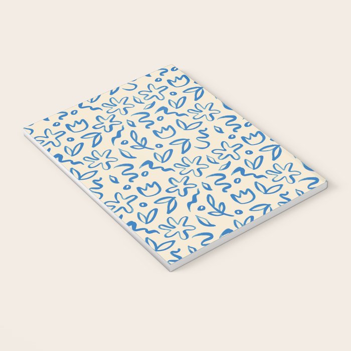 Organic Blue floral nature art doodle pattern Notebook Gallery Image 3