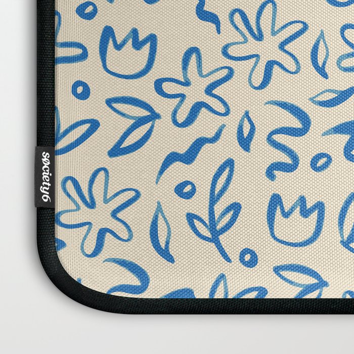 Organic Blue floral nature art doodle pattern Laptop Sleeve Gallery Image 3