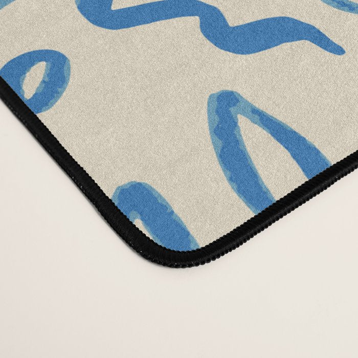 Organic Blue floral nature art doodle pattern Desk Mat Gallery Image 4
