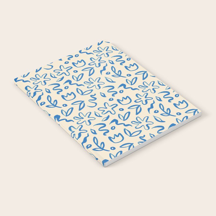 Organic Blue floral nature art doodle pattern Notebook Gallery Image 1