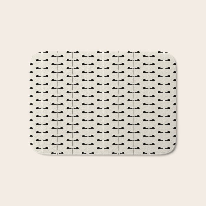 Dragonfly Pattern VIII Neutral Off White Bath Mat Gallery Image 1