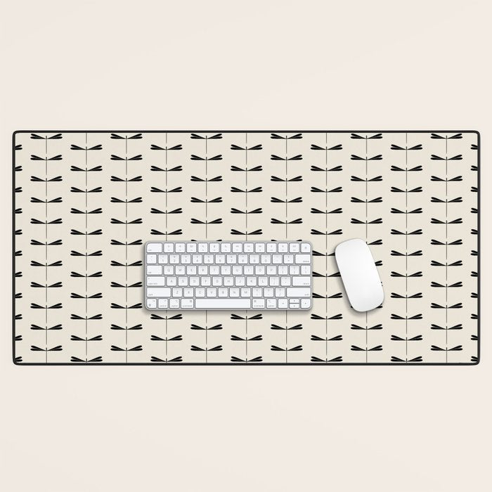 Dragonfly Pattern VIII Neutral Off White Desk Mat Gallery Image 1