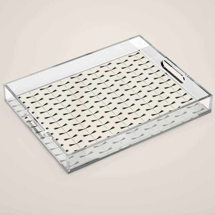 Dragonfly Pattern VIII Neutral Off White Acrylic Tray Gallery Image 1