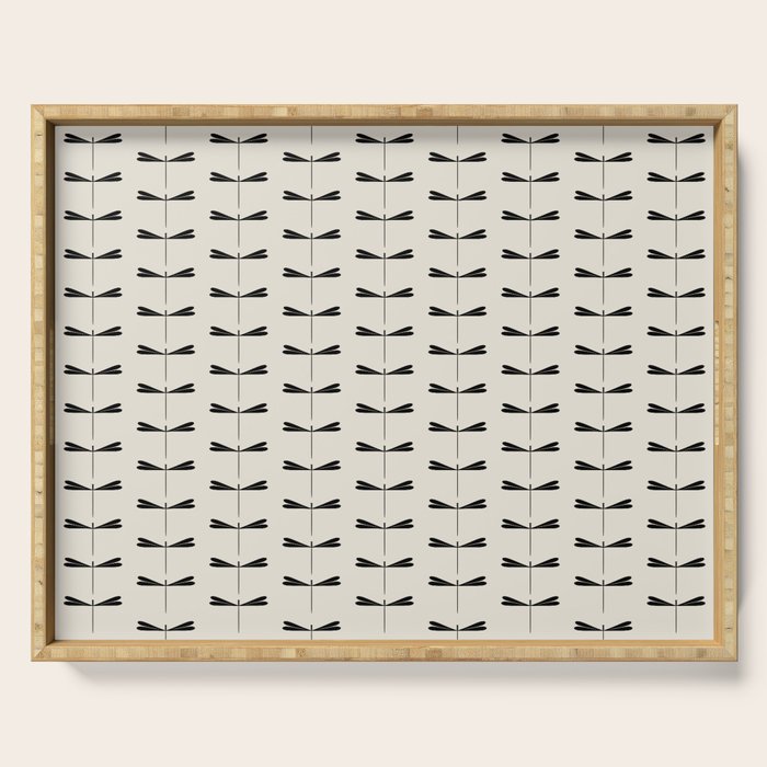 Dragonfly Pattern VIII Neutral Off White Serving Tray Gallery Image 1