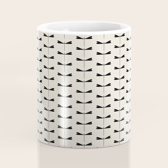 Dragonfly Pattern VIII Neutral Off White Coffee Mug Gallery Image 4