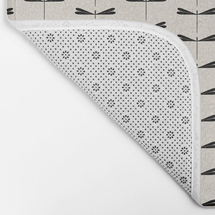 Dragonfly Pattern VIII Neutral Off White Bath Mat Gallery Image 2