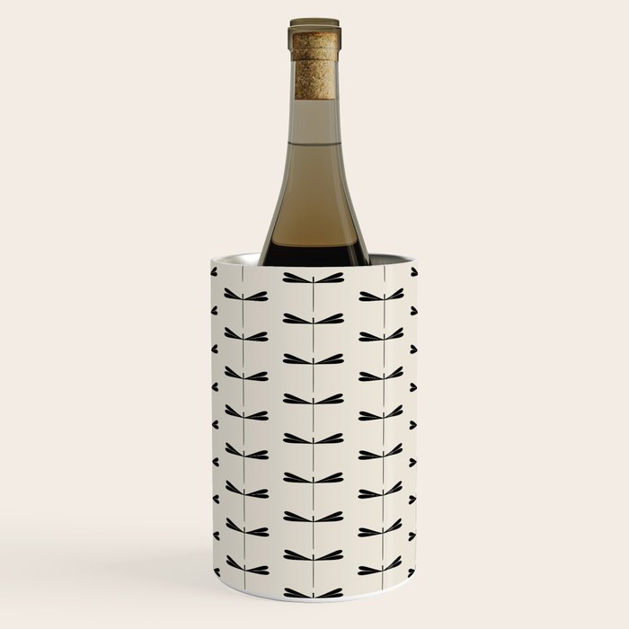 Dragonfly Pattern VIII Neutral Off White Wine Chiller Gallery Image 1