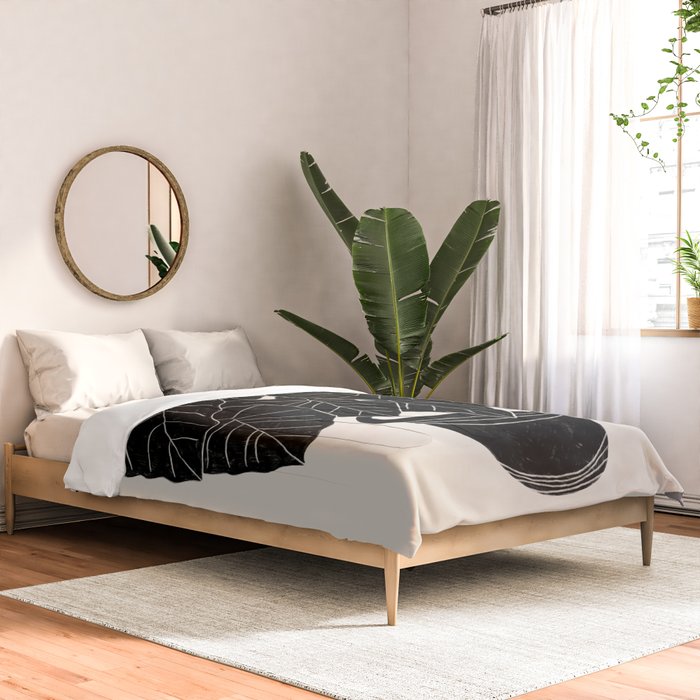 Black & White Plants / Elephant Ear Comforter Gallery Image 2