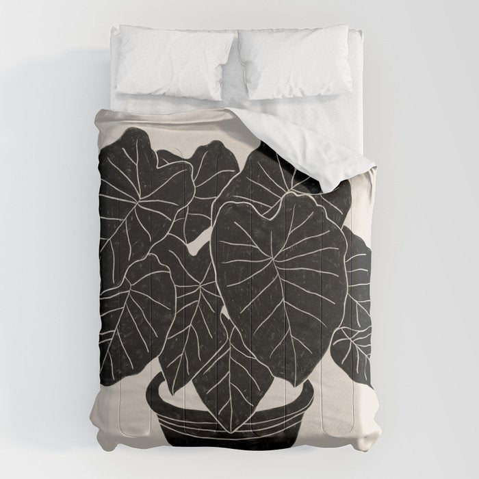 Black & White Plants / Elephant Ear Comforter Gallery Image 6