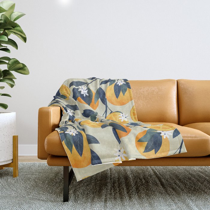 Oranges pattern Throw Blanket Gallery Image 1