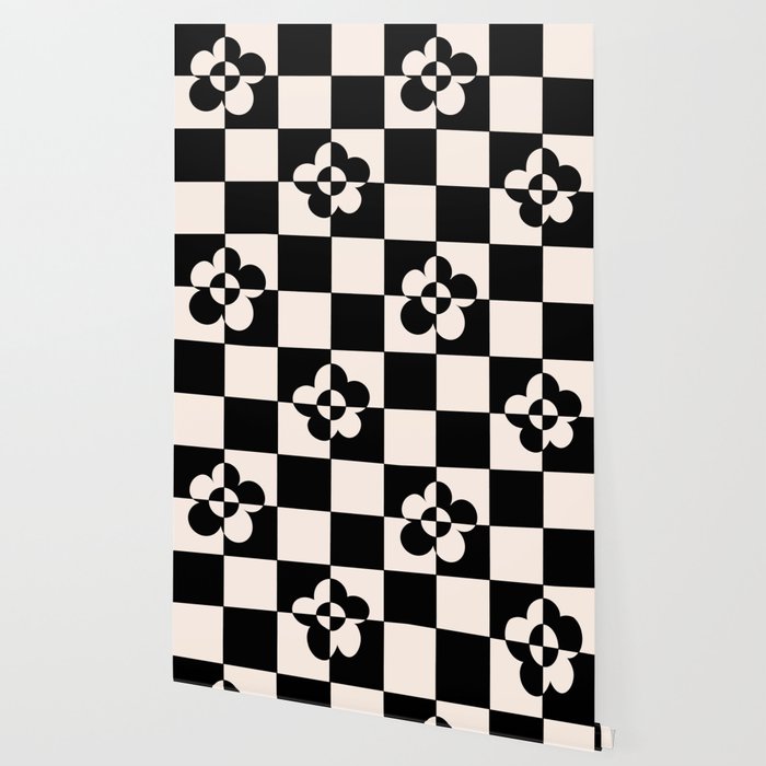 Mid century modern geometric black and white pattern Wallpaper Gallery Image 2