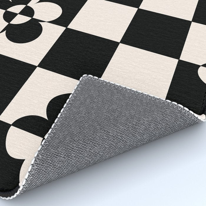 Mid century modern geometric black and white pattern Rug Gallery Image 4