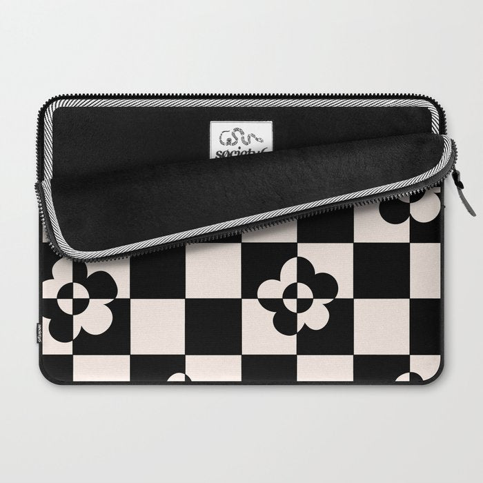 Mid century modern geometric black and white pattern Laptop Sleeve Gallery Image 2