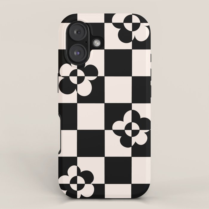 Mid century modern geometric black and white pattern iPhone Case Gallery Image 1
