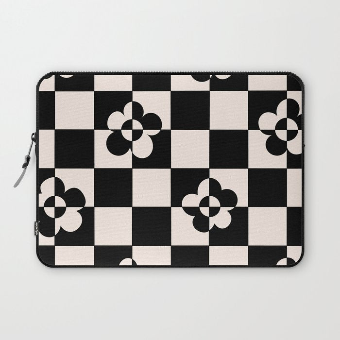 Mid century modern geometric black and white pattern Laptop Sleeve Gallery Image 1