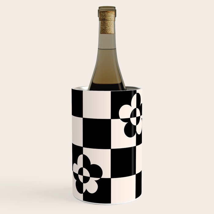 Mid century modern geometric black and white pattern Wine Chiller Gallery Image 3