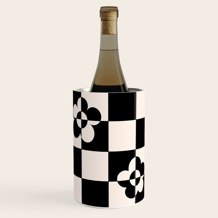 Mid century modern geometric black and white pattern Wine Chiller Gallery Image 1