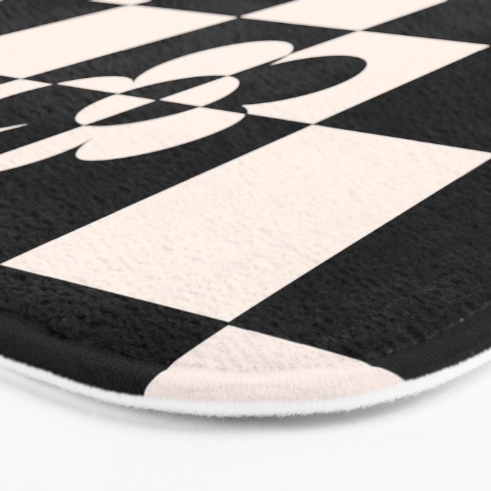 Mid century modern geometric black and white pattern Bath Mat Gallery Image 3