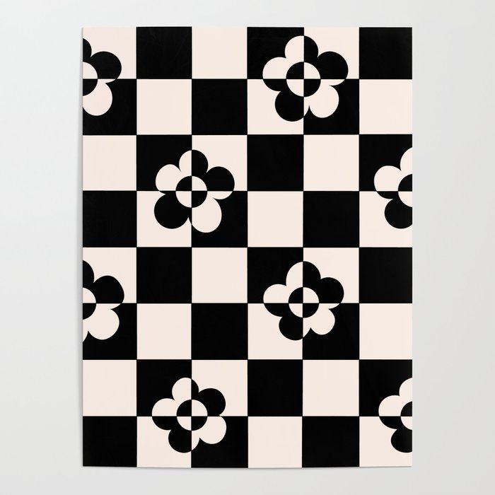 Mid century modern geometric black and white pattern Poster Gallery Image 4