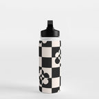 Mid century modern geometric black and white pattern Water Bottle Gallery Image 3