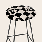 Mid century modern geometric black and white pattern Stool Gallery Image 2