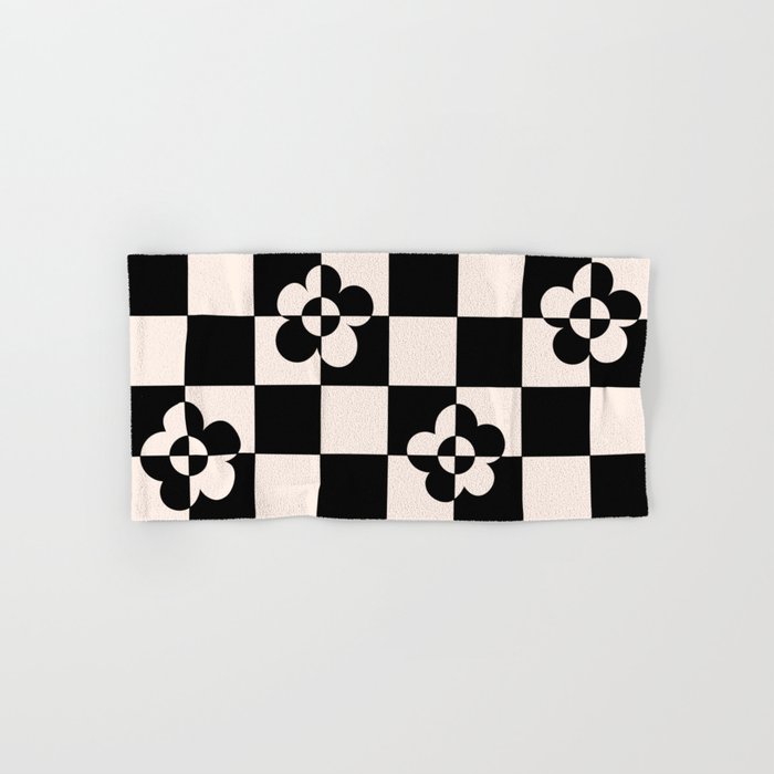 Mid century modern geometric black and white pattern Bath Towel Gallery Image 1