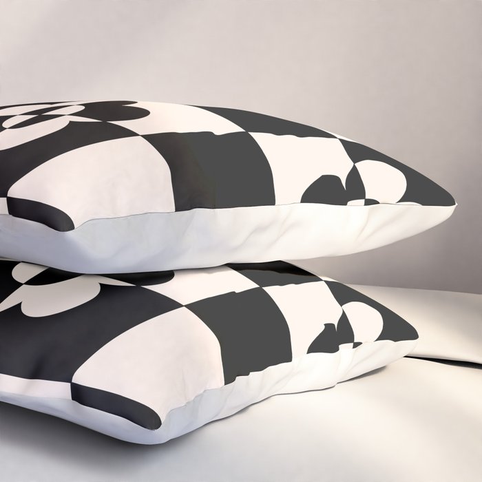 Mid century modern geometric black and white pattern Pillow Sham Gallery Image 3