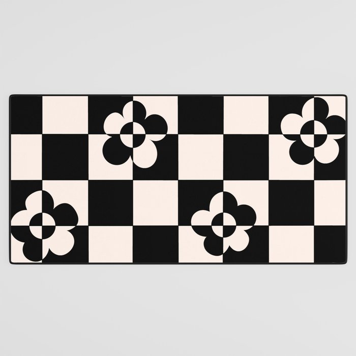Mid century modern geometric black and white pattern Desk Mat Gallery Image 3