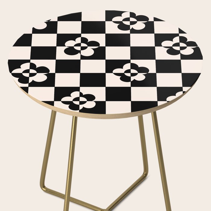 Mid century modern geometric black and white pattern Side Table Gallery Image 2