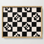 Mid century modern geometric black and white pattern Serving Tray Gallery Image 1