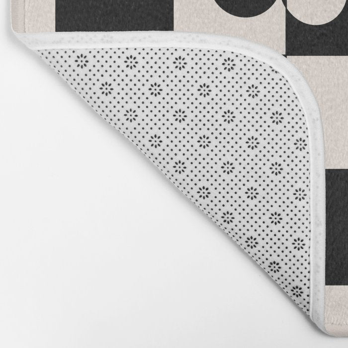 Mid century modern geometric black and white pattern Bath Mat Gallery Image 2