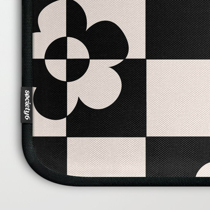 Mid century modern geometric black and white pattern Laptop Sleeve Gallery Image 3