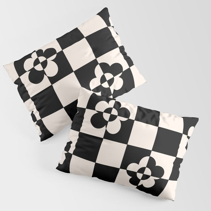 Mid century modern geometric black and white pattern Pillow Sham Gallery Image 3