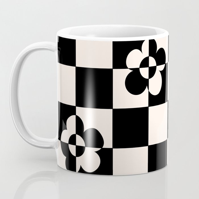 Mid century modern geometric black and white pattern Coffee Mug Gallery Image 3